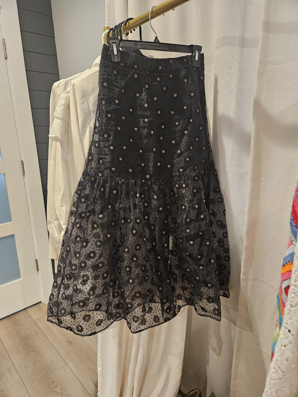 Zara Black Polka Dot Tiered A-Line Skirt - Picture 1 of 5